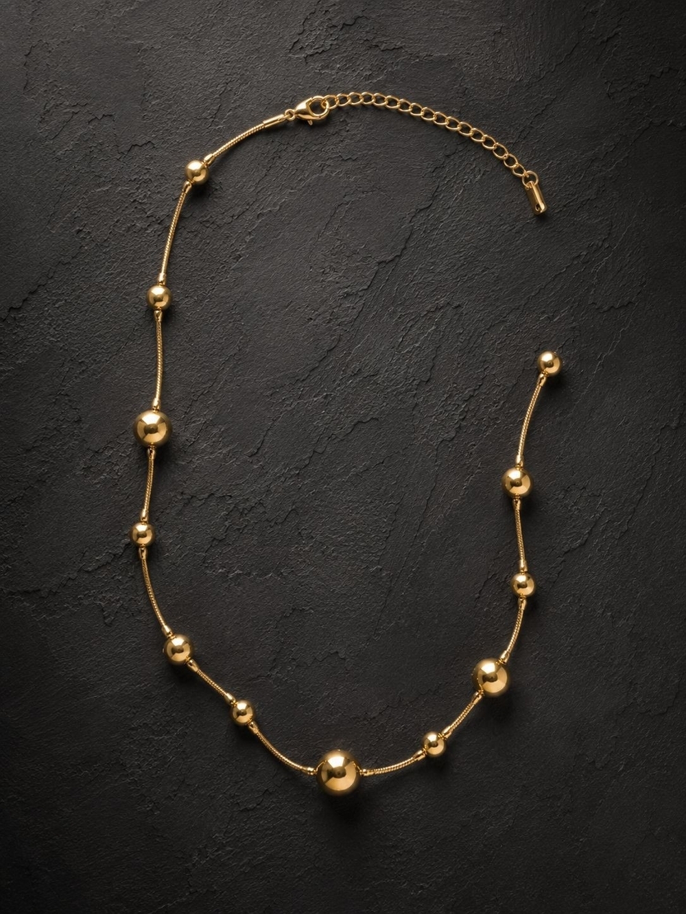 Polished Gold Bead Necklace - Picture 2 of 6